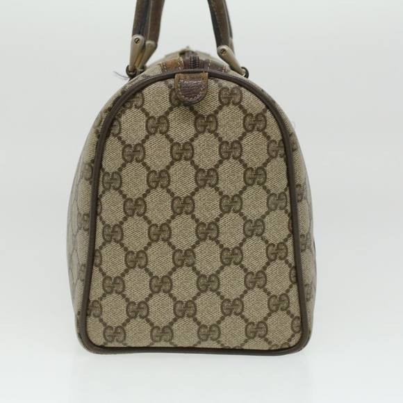 GUCCI Web Sherry Line GG Canvas Boston Bag PVC Leather Beige Green Auth rd4090 - Picture 3 of 16